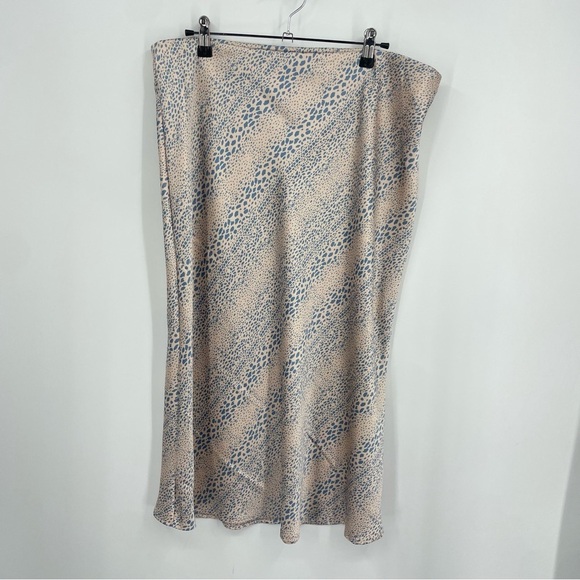 RTR NOW Dot Midi Slip Skirt Sz XL cream blue - Picture 2 of 8